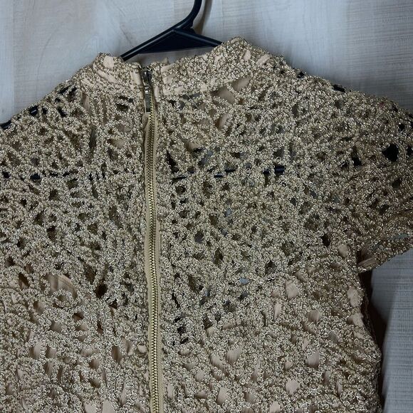 Premier Amour‎ gold cocktail dress short sleeve form fitting, size 8 - Picture 6 of 16